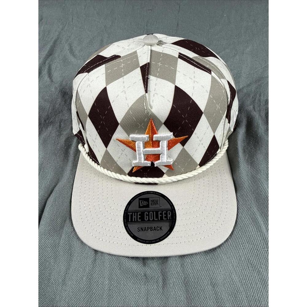 New Era Houston Astros Argyle The Golfer Rope Snapback Hat Cap Adjustable - OSFM